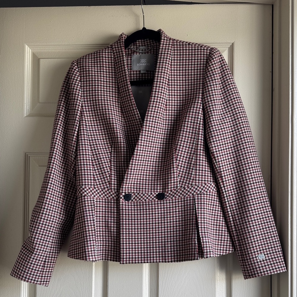 Soia & Kyo Arron Fit and Flare Micro-check Blazer